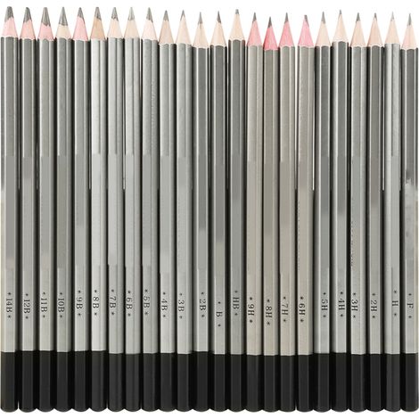 Lot de 24 crayons graphite de dessin artistique 9H-14B, non toxiques et colorés, pour croquis et peinture (1/5)