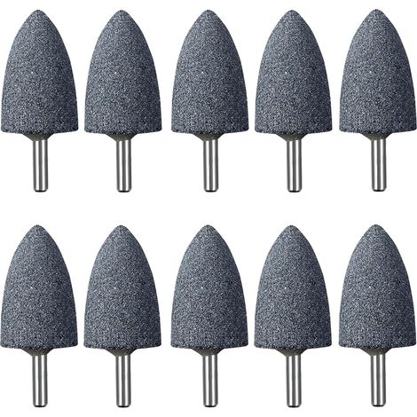 Lot de 10 meules abrasives - Acier haute dureté - Tige 6mm pour polissage pierre - Atelier et bricolage - Diamètres 16 à 30mm (1/5)