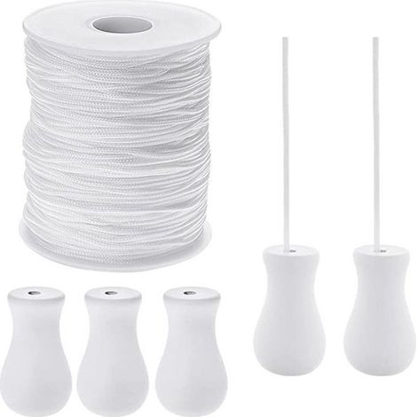 Cordón de tracción - Cordón para cortinas - Para accionar cortinas - Material de polímero resistente - 100 metros - Blanco (1/5)
