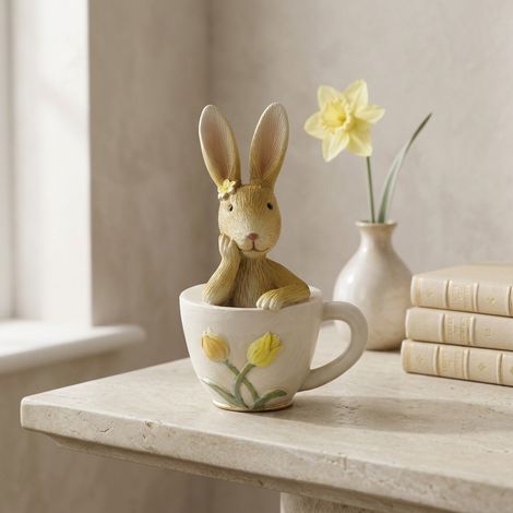 Spring Rabbit In Teacup Ornament (1/3)