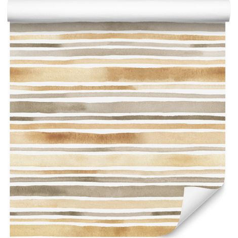 Carta da parati a righe orizzontali e effetto acquerello per soggiorno e camera da letto, 50x1000 cm. (1/5)