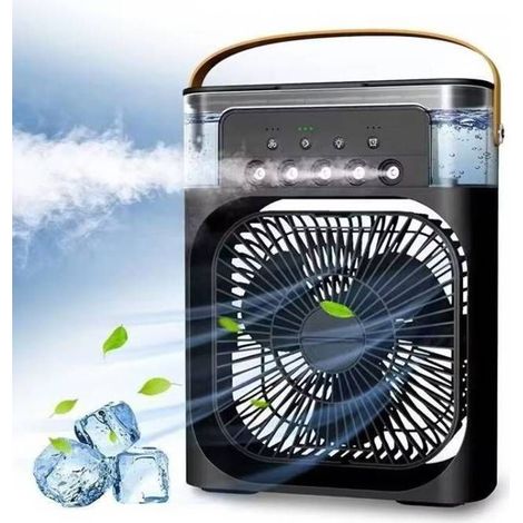 Refroidisseur d'air personnel, portable, 7 LED, minuterie 1/2/3h, 3 vitesses, 3 modes de brume, pour bureau et table de chevet (1/3)