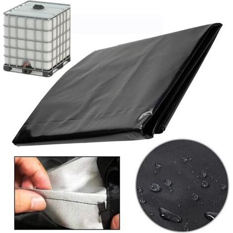 Bache pour Cuve 1000L IBC, 420D Réservoir d'eau Couvercle, Anti-UV Housse Protection Cuve, Bache de Protection Cuve IBC avec Fermeture éclair, 120 x 100 x 116 cm(Noir) (1/4)