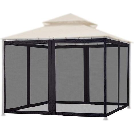 Moustiquaire de Remplacement pour Tonnelle avec Fermeture éclair, Moustiquaire pour Parapluies, Rideau d'intimité à 4 Panneaux pour Patio Extérieur, Jardin et Arrière-Cour (1/5)
