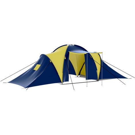 Tente de réception,Tente de camping,Chapiteau,Tonnelle de Jardin 9 personnes Bleu et Jaune XZZ61681 (1/5)
