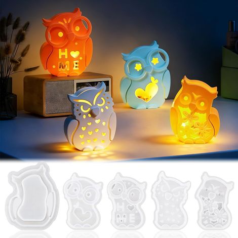4er Set Silikonformen Eule 3D Gießformen für Gips, Kerzen, Deko