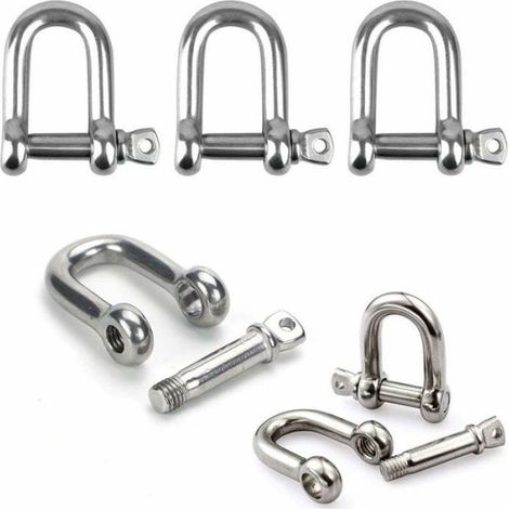 Manille Inox 12PCS M4, Manille Acier Levage, Goupille Vis Boucle, Fermoir Chane (1/4)
