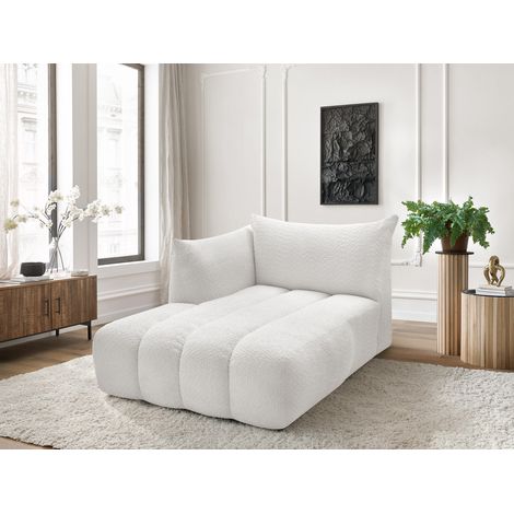 BOBOCHIC - Méridienne pour canapé modulable AZRA tissu bouclette Angle gauche  Blanc