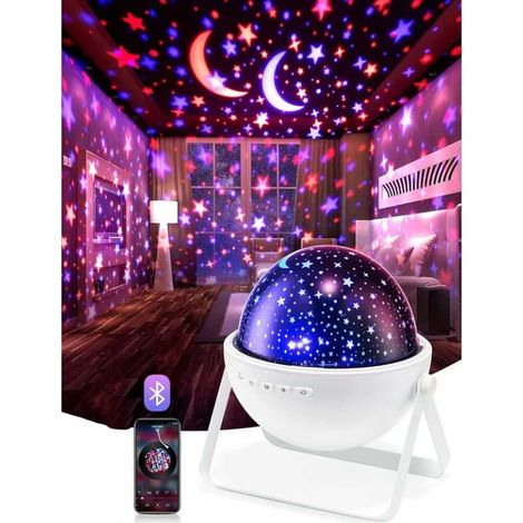 MINKUROW Baby-Nachtlicht, Musik und beleuchtetes Nachtlicht mit Bluetooth-Timer, 12 Farben, Kinder-Nachtlicht, Sternenhimmel-Projektor, Sternenprojektions-Nachtlicht, Baby-Mädchen-Jungen-Schlafzimmer- (1/4)