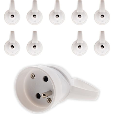 Lot de 10 fiches femelles anneau 1 prise 16A 2P+T - blanc - Zenitech