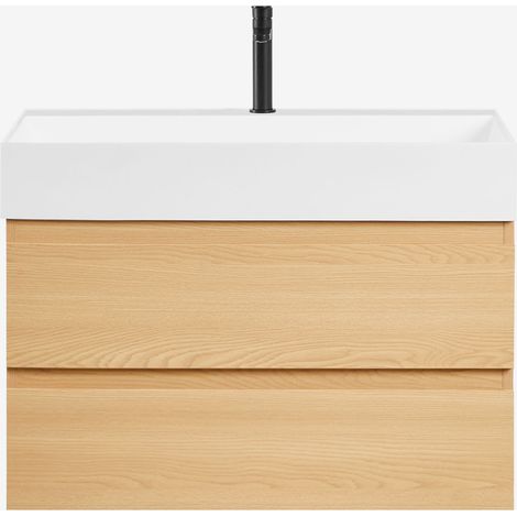 Set di mobili da bagno in legno e impiallacciatura di frassino con lavabo integrato Ona SKLUM             (1/5)