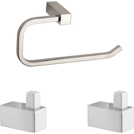 Multi set de dos ganchos de baño + toallero con gancho, cromo (ELEMULTI-SET5)