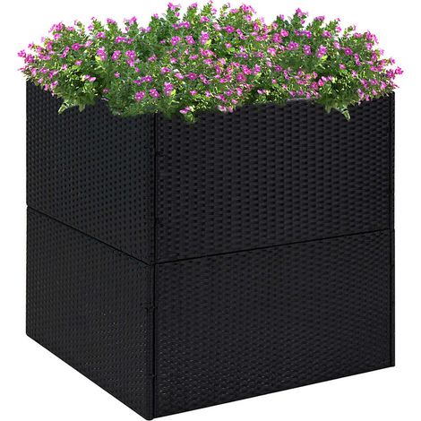vidaXL Jardinière Noir 80x80x80 cm Résine tressée (1/5)