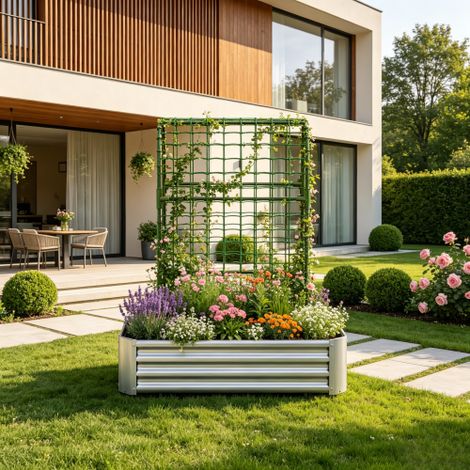 Potager surélevé avec treillis, potager d'extérieur pour cultiver fleurs, légumes et herbes aromatiques sur terrasse et balcon, 120 x 60 x 150 cm (1/5)