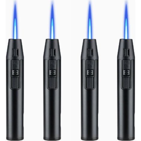 Lot de 4 briquets tempête rechargeables à gaz, Longueur : 11 cm ,Coupe-vent électrique Pour bougies, cuisson, camping, barbecue, cheminée (sans gaz) (1/5)