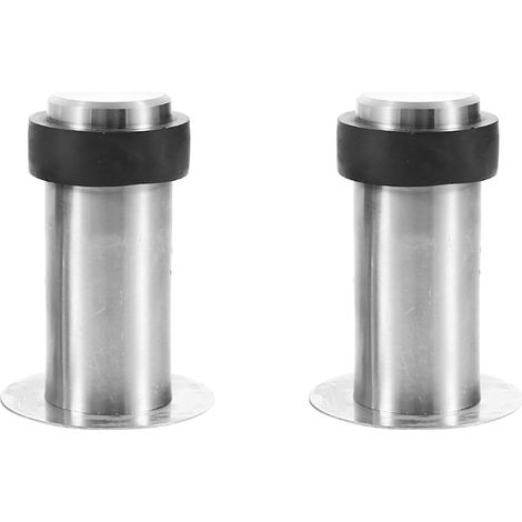 2-teiliger Türstopper aus Edelstahl, schwarzer Bodentürstopper, wandmontierter Türstopper aus Edelstahl, Türblock für Wand und Boden, schwarzer Türstopper aus Edelstahl, Türstopper mit Dämpfer für bes (1/5)