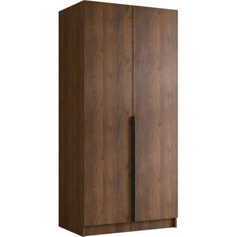 Armoire Closico Staton I, Noyer + Noir, 215x100x58cm, Portes d'armoire: Avec des charnières, Nombre d'étagères: 0