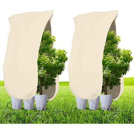 Housse antigel pour plantes - protection des plantes d'hiver contre le gel et le froid - sac de protection des plantes avec cordon de serrage - 120 × 180CM (2 pièces) (1/4)