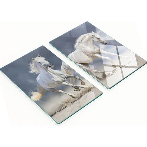 Tablas de cortar decorativas de vidrio templado con diseño de caballos de playa, 2x30x52 cm. (1/5)