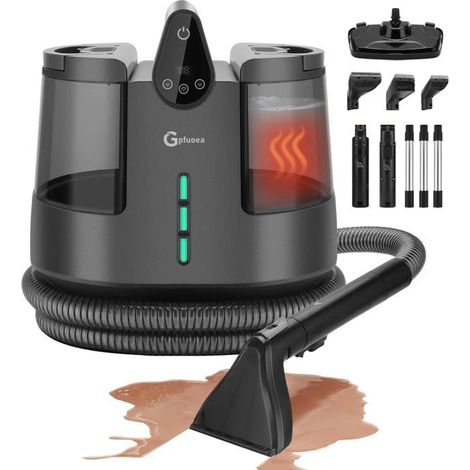 Nettoyeur de Canapé Tapis Tissus 14KPa - 3 Température et 1 Vapeur - Double Réservoirs 2,0L+1,2L - 22 Accessoires Multifonctionnel