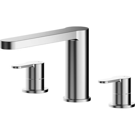 Balterley Consall Contemporary Round Deck Mounted 3 Tap Hole Bath Filler Tap - Chrome