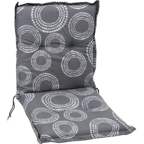 Universal Niedriglehner Polster Auflage 100 x 50 cm - Kreise grau - Gartenstuhl Niederlehner Kissen mit grafischem Muster