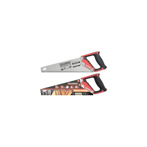 Sierra de mano reforzada con aluminio - caja de herramientas Sierra de mano universal de 350 mm y 8 dientes por pulgada TECHMAN