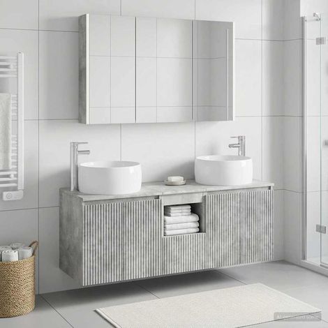 vidaXL Bathroom Cabinet Set 4 pcs Concrete Grey Engineered Wood (1/5)