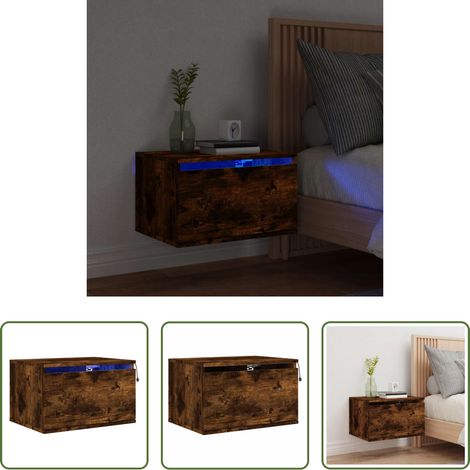 LED-Leuchten - Wand-Nachttisch mit LED-Leuchten Räuchereiche (1/5)