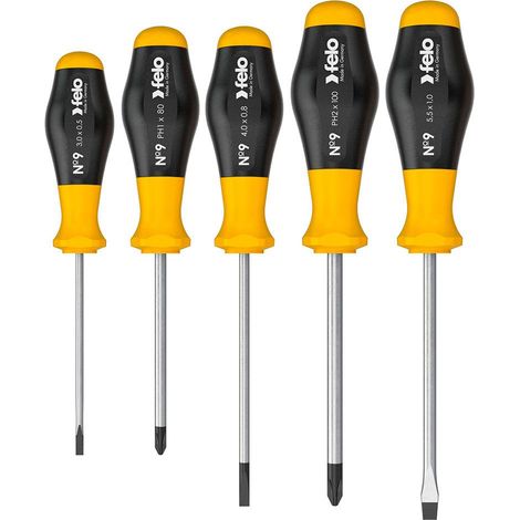 Felo No9 Set di 5 cacciaviti ergonomici in bi-materia