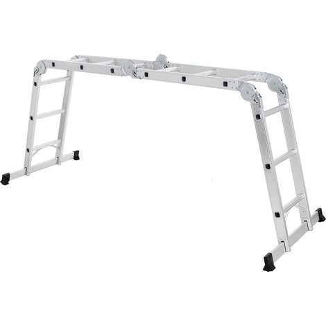 Escalera de aluminio plegable y multifuncional con 2 montantes resistente a 150kg 120000473