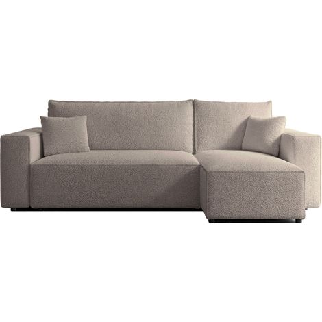 Selsey Scarlo - Ecksofa mit Schlaffunktion, Stauraum und Bouclé-Bezug, hellbraun (1/5)