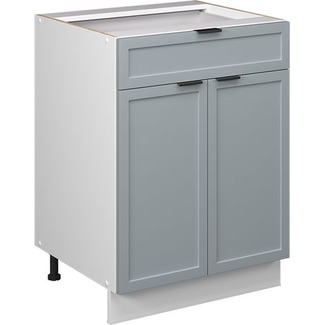 Mobiletto base per cucina Fame-Line, Blu-grigio chiaro, 60 cm con cassetto, senza piano di lavoro, Vicco