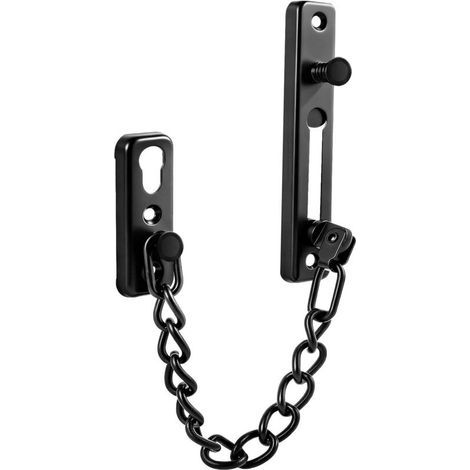 Catena di sicurezza a molla per porte, 4 viti per una facile installazione, robusta per una maggiore sicurezza in case, hotel e appartamenti (nera) (1/4)