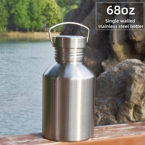 Termo，Botella de agua grande de acero inoxidable，Botella de 2 litros de pared simple con asa，A prueba de fugas y resistente a caídas (1/4)