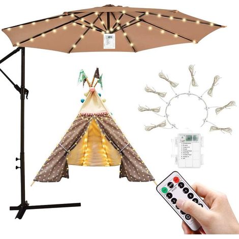 Accessoire pour parasol,104 Leds Lampes Pour Parasol Avec Télécommande,8 Modes Lampe Parasol De Patio À Piles, Ip67 Étanche Guirlandes Lumineuses Idéales Pour Jardin, Tentes De Camping (1/5)