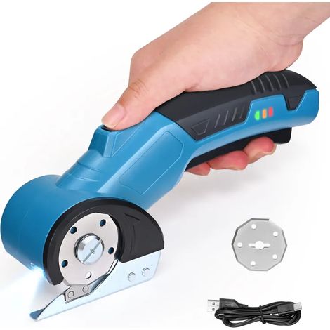 Ciseaux rotatifs électriques portables 320 tr/min, 1500 mAh, épaisseur de coupe maximale 8 mm, adaptés à la découpe de tissus, moquettes, cuir, caoutchouc et carton. (1/5)