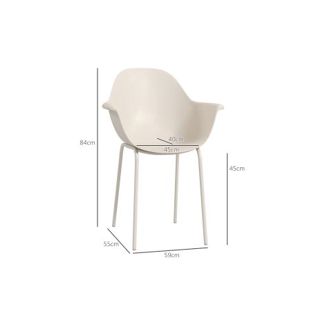 Lot de 4 chaises de jardin grises empilables avec dossier et accoudoirs, charge maximale de 120 kg, pour balcon, terrasse et jardin (1/5)