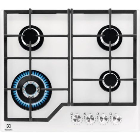 Electrolux KGG64362W Piano cottura Serie 600 Gas on Glass 60cm. Colore del prodotto: Bianco, Posizionamento dell'apparecchio: Da incasso, Dimensione della larghezza del piano cottura: 60 cm. Certif... (1/2)