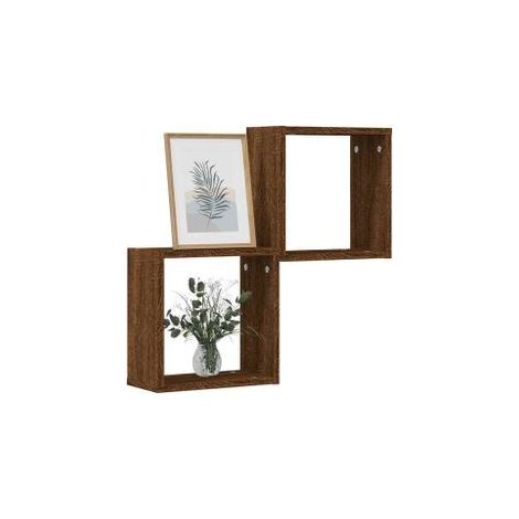 Étagères murales sous forme cube 2 pcs chêne marron 30x15x30 (1/5)