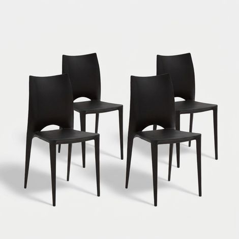 Lot de 4 chaises empilables en polypropylène Lione - Noir (1/5)