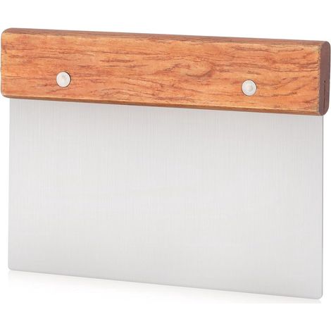 Spatola da pasticceria in acciaio inox con manico in legno, 15 x 11 cm, placcata argento, per pasticceria e pizza. (1/5)