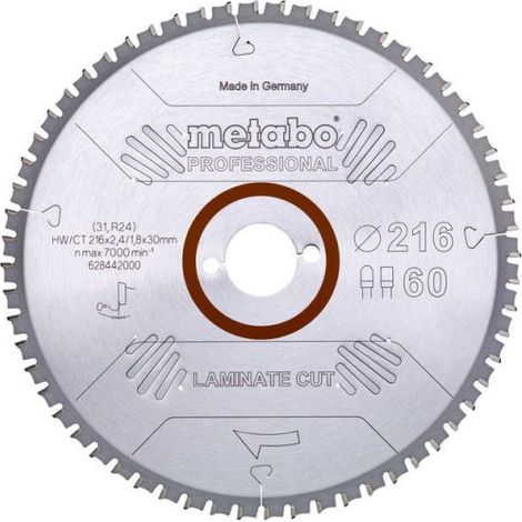 METABO Lame de scie coupe stratifié - professionnel, 254x2,6/2,0x30 Z66 FZ/TZ 0° (628446000) (1/2)