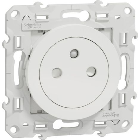 Schneider Electric – Prise de courant affleurante 2P+T blanc – Installation facile avec bornes automatiques – Hygiénique et design intemporel