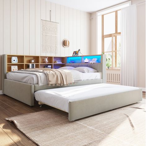Canapé convertible 140x200 avec rangement Flanelle HAVRYA (1/5)