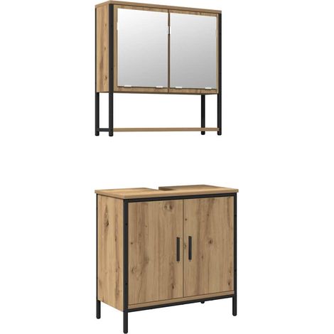 Maison Exclusive - Badezimmermöbel-Set mit Regal mit Tür 2 pcs Br