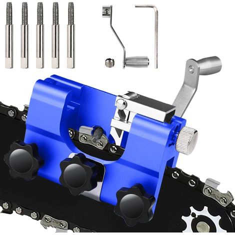 Chainsaw Sharpener, Portable Hand Cranks Chainsaw Sharpener Kit with 5 Grinding Heads, Chain Sharpener, Teeth Sharpener, Saw Chain Sharpener for All Types of Chainsaws for Lumberjacks, Gardeners (1/5)