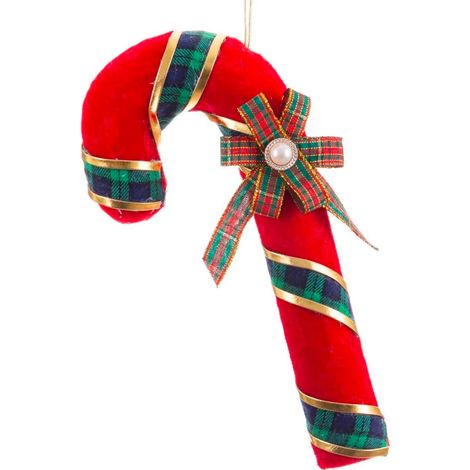 Grande décoration sapin de noël à suspendre sucre d'orge tissu 13x4x26cm (1/3)