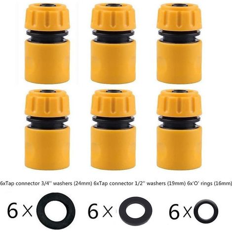 Raccord rapide pour tuyau d'arrosage de 1/2 pouce - Lot de 6 (1/5)