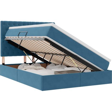 Maison Exclusive - LED-Speicherbett mit Matratze Dunkelblau 140 x